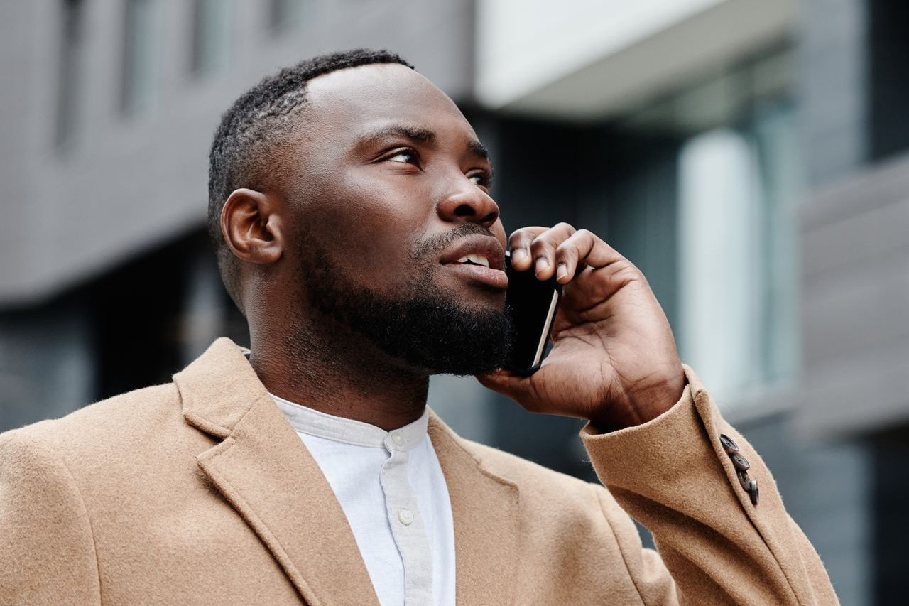 A man answering a call